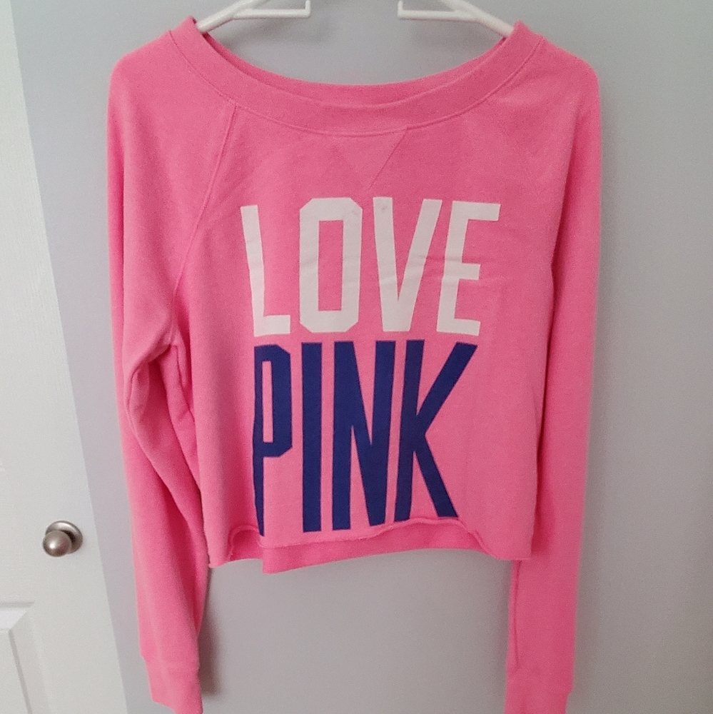 Size M PINK by Victorias Secret Cropped Sweatshirt